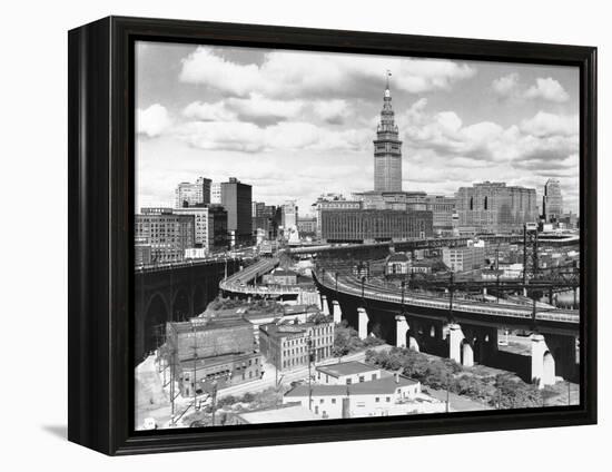 Skyline of Cleveland-Carl McDow-Framed Premier Image Canvas