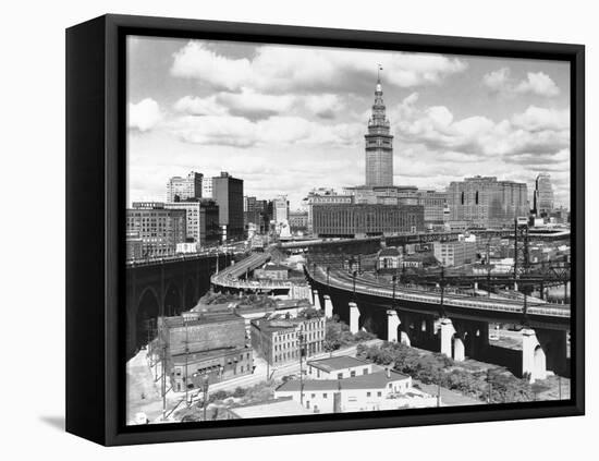 Skyline of Cleveland-Carl McDow-Framed Premier Image Canvas