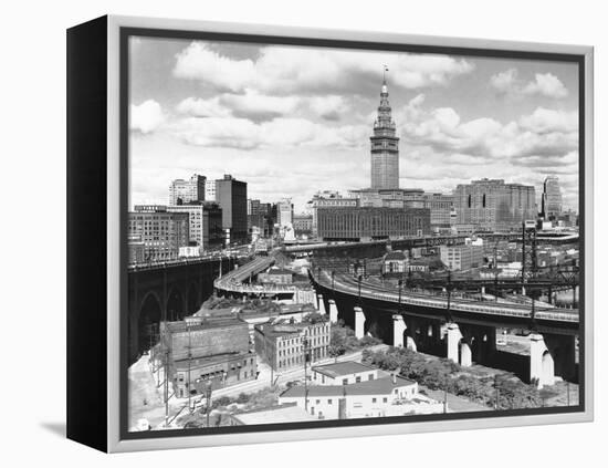 Skyline of Cleveland-Carl McDow-Framed Premier Image Canvas
