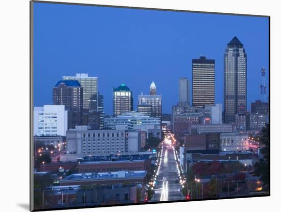 Skyline of Des Moines, Iowa, USA-Walter Bibikow-Mounted Photographic Print