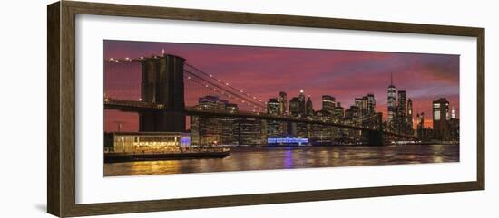 Skyline of Downtown Manhattan with One World Trade Center and Brooklyn Bridge-Markus Lange-Framed Photographic Print