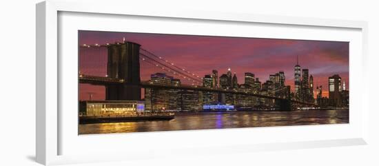 Skyline of Downtown Manhattan with One World Trade Center and Brooklyn Bridge-Markus Lange-Framed Photographic Print