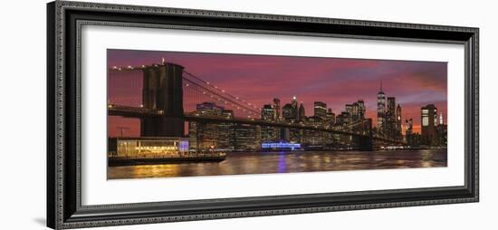 Skyline of Downtown Manhattan with One World Trade Center and Brooklyn Bridge-Markus Lange-Framed Photographic Print