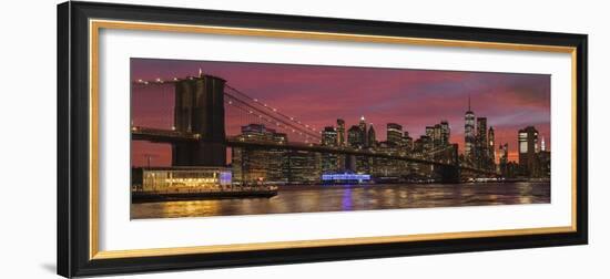 Skyline of Downtown Manhattan with One World Trade Center and Brooklyn Bridge-Markus Lange-Framed Photographic Print