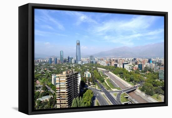 Skyline of Downtown Santiago, the Capital of Chile, Featuring 300-Meter High Gran Torre Santiago, T-1photo-Framed Premier Image Canvas