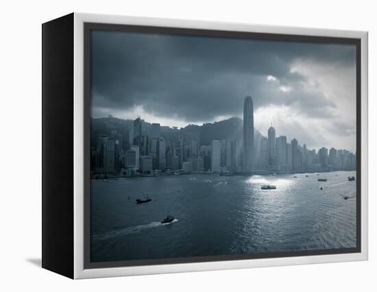 Skyline of Hong Kong Island Viewed across Victoria Harbour, Hong Kong, China-Jon Arnold-Framed Premier Image Canvas