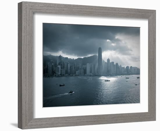 Skyline of Hong Kong Island Viewed across Victoria Harbour, Hong Kong, China-Jon Arnold-Framed Photographic Print