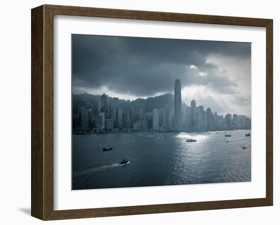 Skyline of Hong Kong Island Viewed across Victoria Harbour, Hong Kong, China-Jon Arnold-Framed Photographic Print