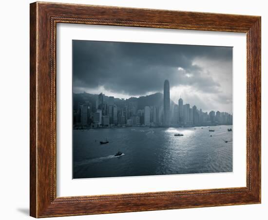 Skyline of Hong Kong Island Viewed across Victoria Harbour, Hong Kong, China-Jon Arnold-Framed Photographic Print