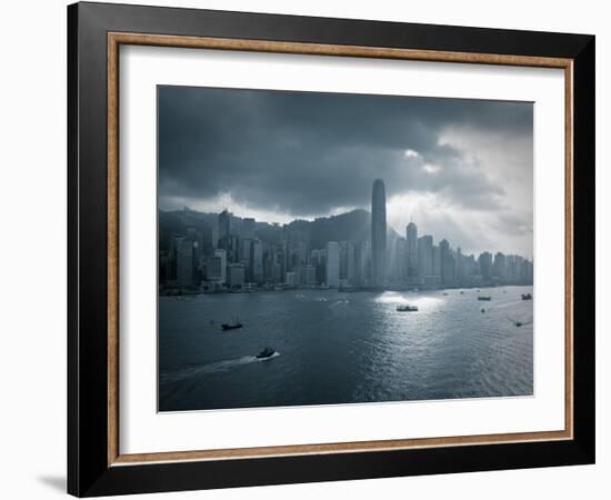 Skyline of Hong Kong Island Viewed across Victoria Harbour, Hong Kong, China-Jon Arnold-Framed Photographic Print