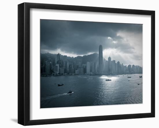 Skyline of Hong Kong Island Viewed across Victoria Harbour, Hong Kong, China-Jon Arnold-Framed Photographic Print