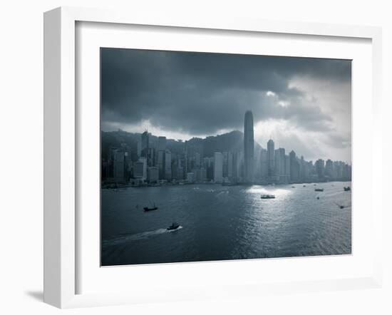 Skyline of Hong Kong Island Viewed across Victoria Harbour, Hong Kong, China-Jon Arnold-Framed Photographic Print