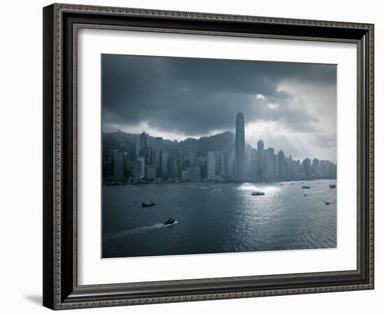 Skyline of Hong Kong Island Viewed across Victoria Harbour, Hong Kong, China-Jon Arnold-Framed Photographic Print