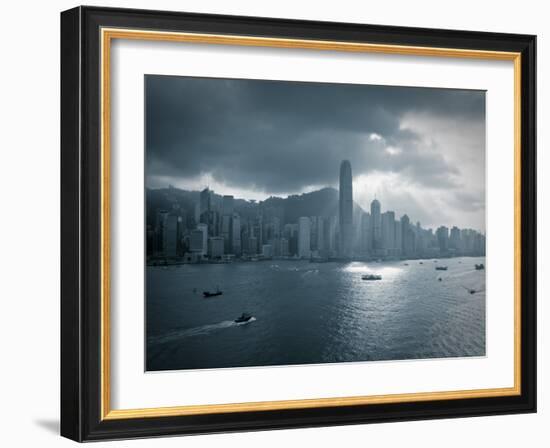 Skyline of Hong Kong Island Viewed across Victoria Harbour, Hong Kong, China-Jon Arnold-Framed Photographic Print