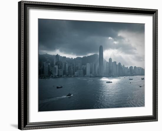Skyline of Hong Kong Island Viewed across Victoria Harbour, Hong Kong, China-Jon Arnold-Framed Photographic Print