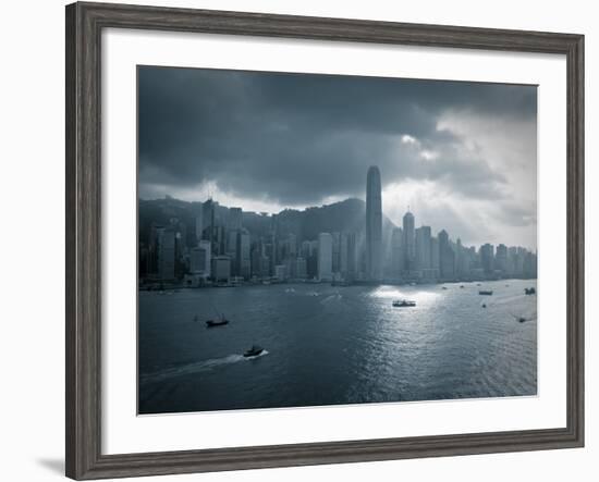 Skyline of Hong Kong Island Viewed across Victoria Harbour, Hong Kong, China-Jon Arnold-Framed Photographic Print