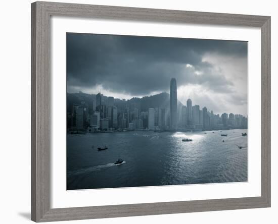 Skyline of Hong Kong Island Viewed across Victoria Harbour, Hong Kong, China-Jon Arnold-Framed Photographic Print