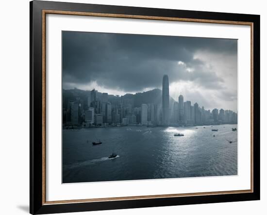 Skyline of Hong Kong Island Viewed across Victoria Harbour, Hong Kong, China-Jon Arnold-Framed Photographic Print