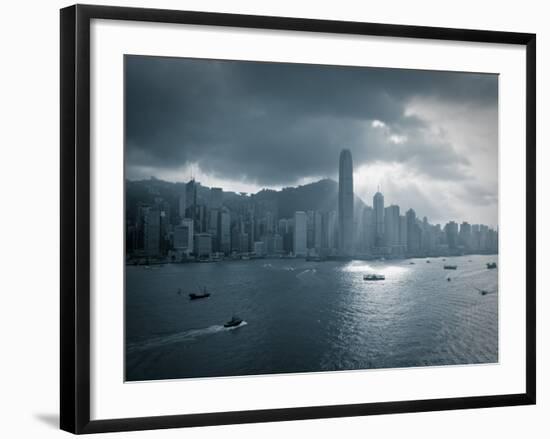 Skyline of Hong Kong Island Viewed across Victoria Harbour, Hong Kong, China-Jon Arnold-Framed Photographic Print