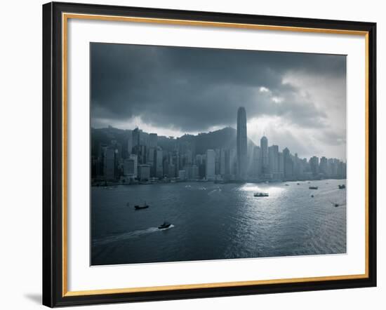 Skyline of Hong Kong Island Viewed across Victoria Harbour, Hong Kong, China-Jon Arnold-Framed Photographic Print