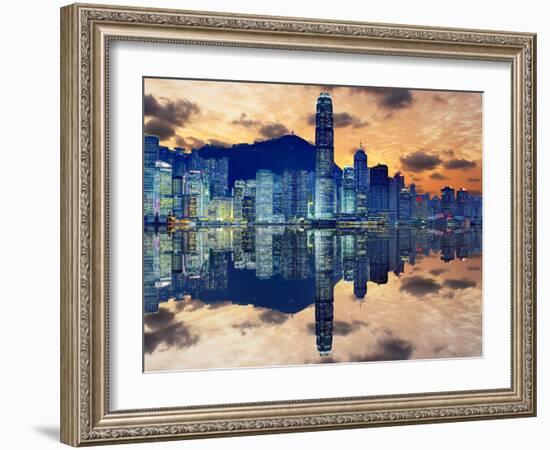 Skyline of Hong Kong Island-Sean Pavone-Framed Photographic Print