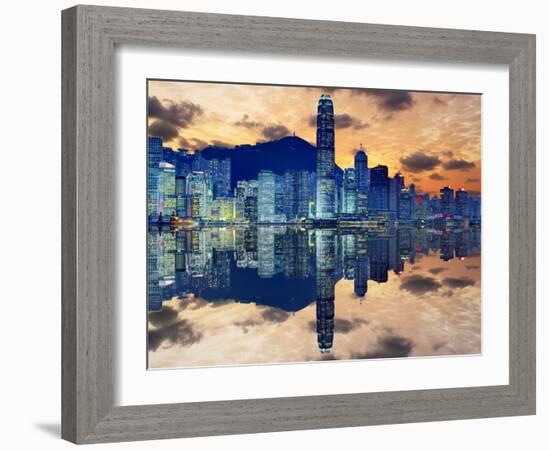 Skyline of Hong Kong Island-Sean Pavone-Framed Photographic Print