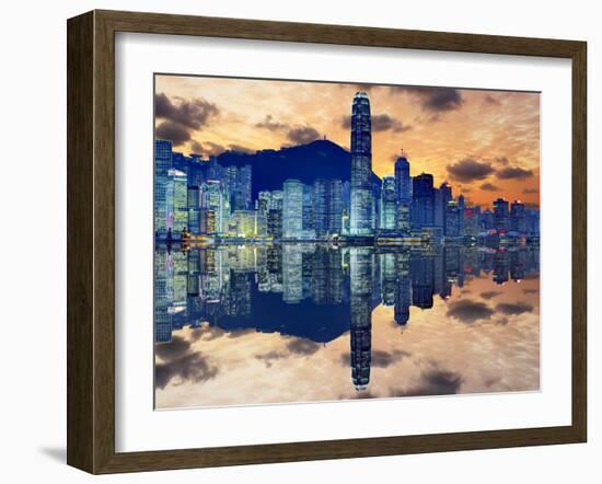 Skyline of Hong Kong Island-Sean Pavone-Framed Photographic Print