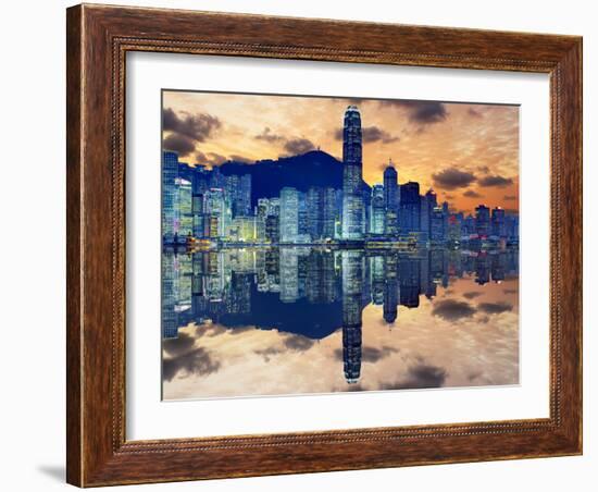 Skyline of Hong Kong Island-Sean Pavone-Framed Photographic Print