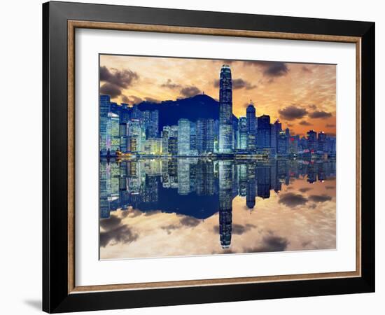 Skyline of Hong Kong Island-Sean Pavone-Framed Photographic Print