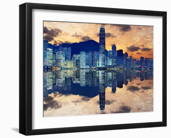 Skyline of Hong Kong Island-Sean Pavone-Framed Photographic Print