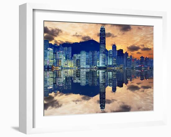 Skyline of Hong Kong Island-Sean Pavone-Framed Photographic Print