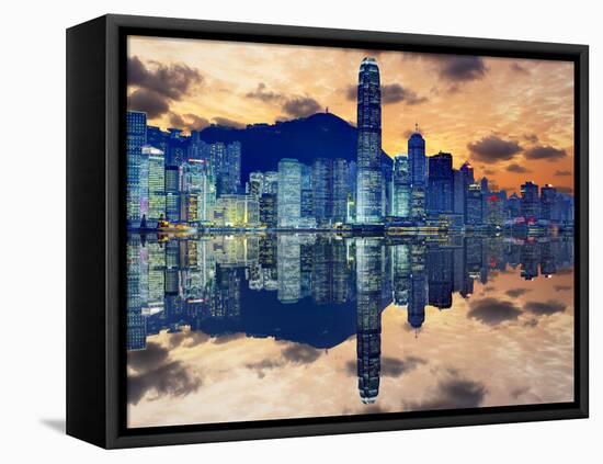 Skyline of Hong Kong Island-Sean Pavone-Framed Premier Image Canvas