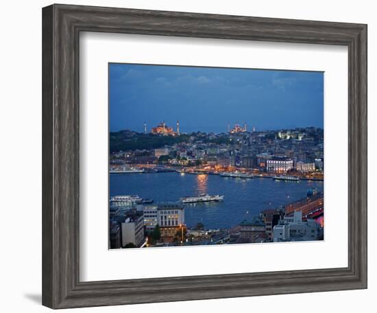 Skyline of Istanbul with a View over the Golden Horn and the Galata Bridge, Istanbul, Turkey-Levy Yadid-Framed Photographic Print