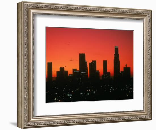 Skyline of Los Angeles at Sunset, CA-Mitch Diamond-Framed Photographic Print