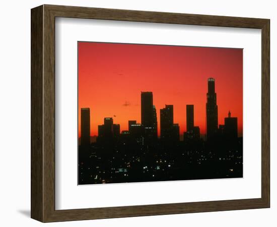 Skyline of Los Angeles at Sunset, CA-Mitch Diamond-Framed Photographic Print