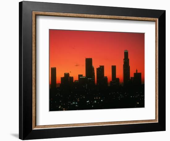 Skyline of Los Angeles at Sunset, CA-Mitch Diamond-Framed Photographic Print