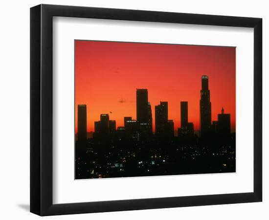 Skyline of Los Angeles at Sunset, CA-Mitch Diamond-Framed Photographic Print