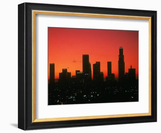 Skyline of Los Angeles at Sunset, CA-Mitch Diamond-Framed Photographic Print