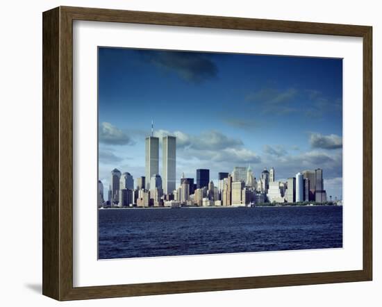 Skyline of Lower Manhattan before the 9/11 Terrorist Attacks-null-Framed Photo