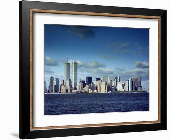 Skyline of Lower Manhattan before the 9/11 Terrorist Attacks-null-Framed Photo