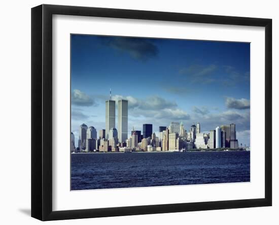 Skyline of Lower Manhattan before the 9/11 Terrorist Attacks-null-Framed Photo