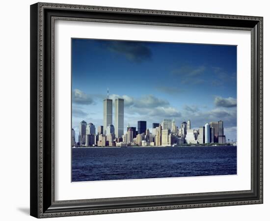 Skyline of Lower Manhattan before the 9/11 Terrorist Attacks-null-Framed Photo