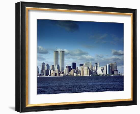 Skyline of Lower Manhattan before the 9/11 Terrorist Attacks-null-Framed Photo