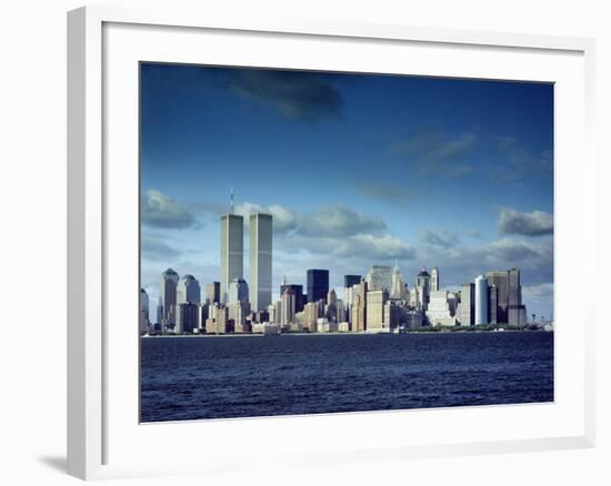 Skyline of Lower Manhattan before the 9/11 Terrorist Attacks-null-Framed Photo