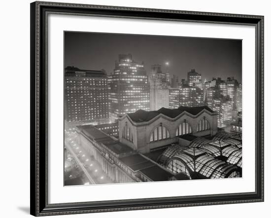 Skyline of Manhattan with Pennsylvania Station Area-Bettmann-Framed Photographic Print