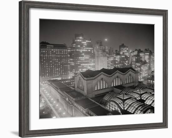 Skyline of Manhattan with Pennsylvania Station Area-Bettmann-Framed Photographic Print