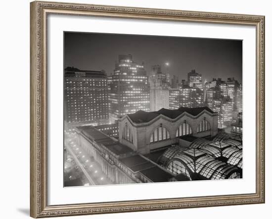 Skyline of Manhattan with Pennsylvania Station Area-Bettmann-Framed Photographic Print