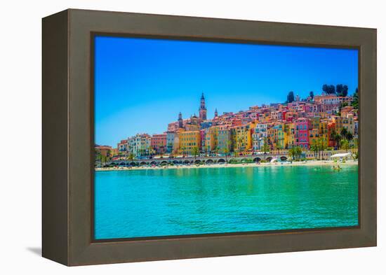 Skyline of Menton, Alpes-Maritimes, Cote D'Azur, Provence, French Riviera-Laura Grier-Framed Premier Image Canvas