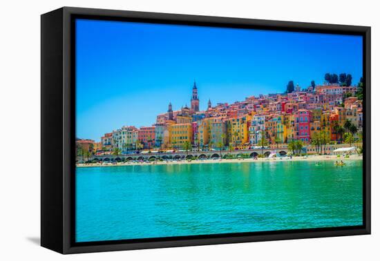 Skyline of Menton, Alpes-Maritimes, Cote D'Azur, Provence, French Riviera-Laura Grier-Framed Premier Image Canvas