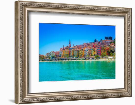 Skyline of Menton, Alpes-Maritimes, Cote D'Azur, Provence, French Riviera-Laura Grier-Framed Photographic Print